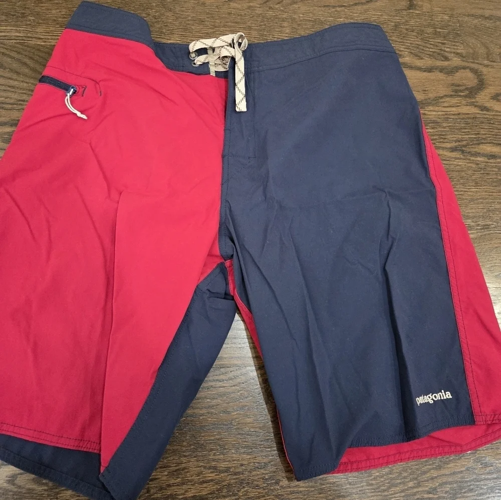 Patagonia Red and Navy Board Shorts Sz.36